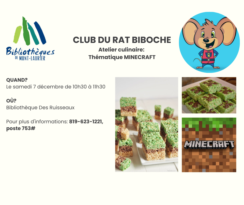 Club du rat Biboche - Atelier de cuisine / Heure du conte 28-5-22